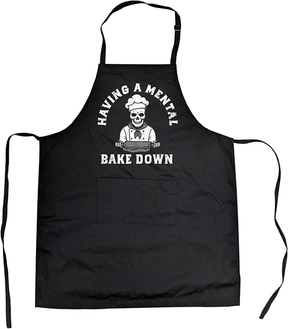Crazy Dog T-Shirts Having A Mental Bake Down Funny Kitchen Utensils Sarcastic Graphic Apron