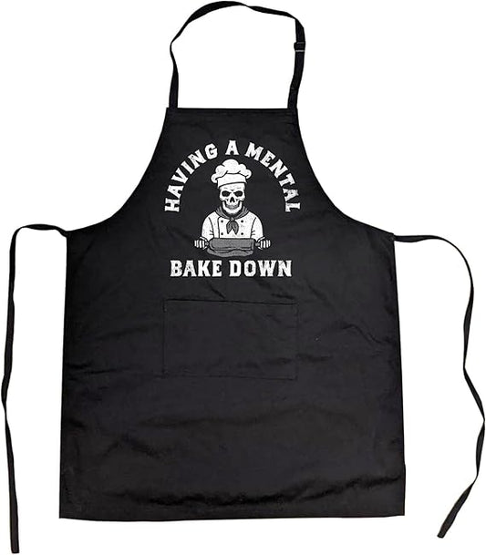 Crazy Dog T-Shirts Having A Mental Bake Down Funny Kitchen Utensils Sarcastic Graphic Apron