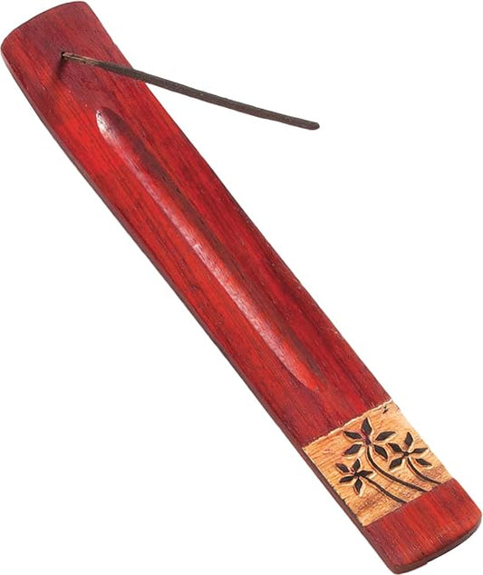 Triloka Wooden Incense Holder, Indian Redwood - Leaves