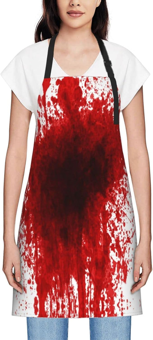 Kitchen Apron Bloody Splatter Bib Aprons For Home Cooking Gardening Adjustable Neck For Women Men