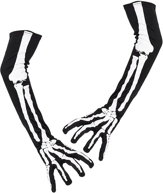 Halloween Sketeton Bones Gloves,80s Fishnet Gloves for Women Girls Costume Accessories in Theme Party