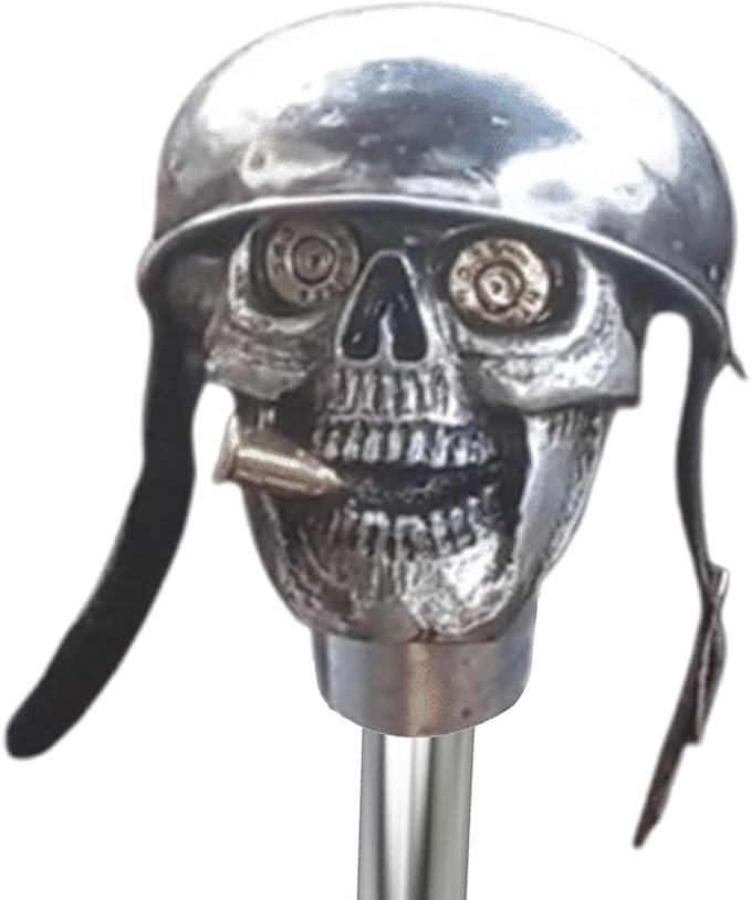 Car Skull Gear Shift Knob, Skull Stick Manual Shift Knob, Skull Soldier Grip,Skeleton Style Fit Most Manual Automatic Transmissions (Resin-Bullet Skull, Argent)