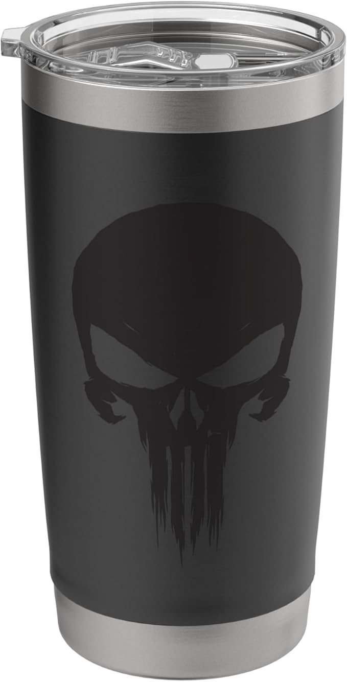 Marvel The Punisher Classic Skull Black Logo Stainless Steel Insulated Tumbler