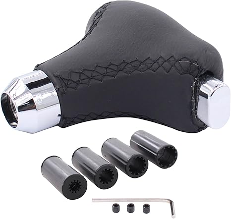 ApplianPar Black Universal Automatic Gear Shift Knob with 8mm 10mm 12mm 14mm Adapter for Automatic Transmission Vehicle