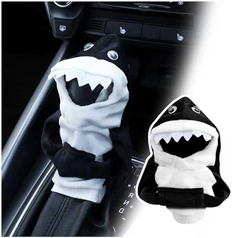 Shark Car Gear Shift Cover,Lovely Gear Shift Knob Cover as Halloween Car Decor for Protecting Shifts Knob from Dust,Funny Cars Accessories Gears Shifts Hoodie for Most Cars (Black)