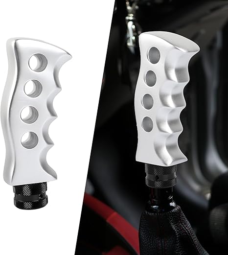1 Pack Manual Car Gear Shift Knob with Adapter, Waterproof Durable Metal Vehicle Transmission Spanner with Screws, Universal Automotive Shifter Accessories for Truck SUV Car (Silver)