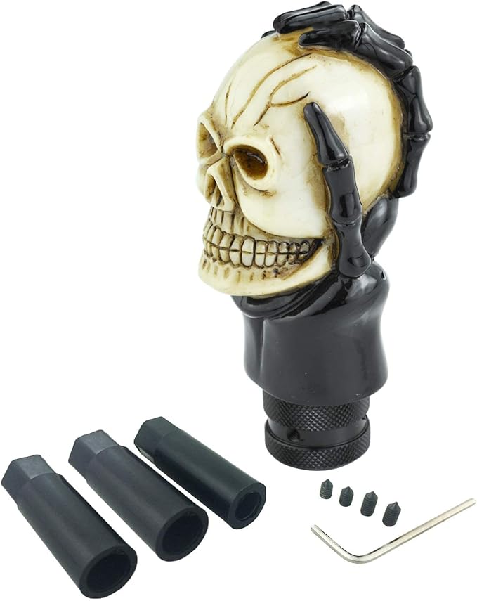 Arenbel Skull Shifter Knobs Car Racing Gear Lever Stick Skeleton Shift Handle Fit Most Manual Automatic Vehicles Trucks, Beige