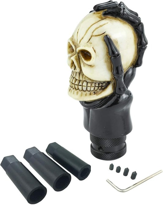 Arenbel Skull Shifter Knobs Car Racing Gear Lever Stick Skeleton Shift Handle Fit Most Manual Automatic Vehicles Trucks, Beige