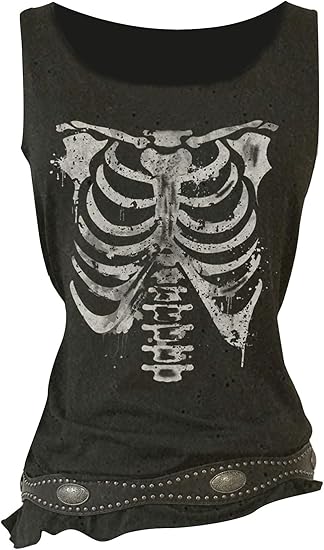 Women's Skull Graphic Tank Top Scoop Neck Sleeveless Tee Gothic Punk Tops