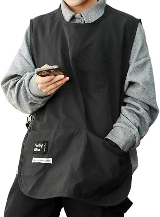 Cobbler Apron for Women with 4 Pockets, Waterproof Nylon Vested Smock Buckle Design for Men Kitchen Garden Cooking (4 Colors)