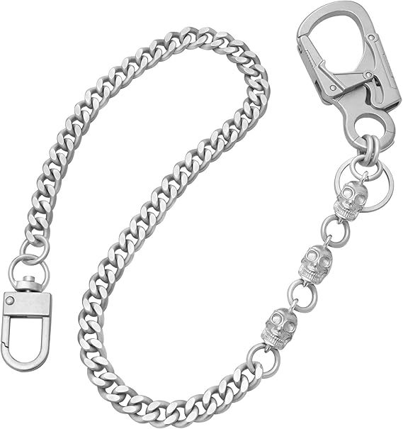 Ahiller Skull Pants Chain for Men,25''Heavy Punk Biker Anti-Theft Wallet Chains for Keys,Jeans,Belt Goth Accessories