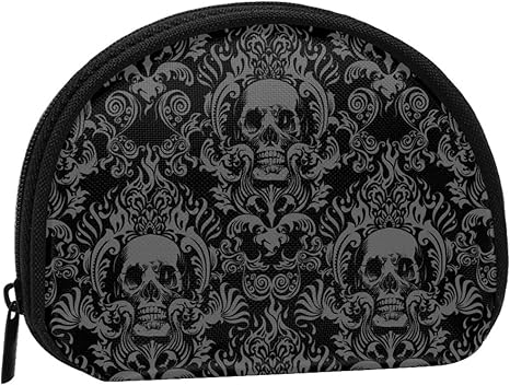 Gothic Skull Black Small Coin Purse Mini Wallet Coin Pouch Ornament Change Purse for Women Men Girls