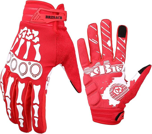 Cycling Gloves Skeleton Bone Motorcycle Bike Gloves Mountain Padded Road Bicycle Riding for Men Women Outdoor Resistance for Biking Climbing Hiking Full Finger Gloves.