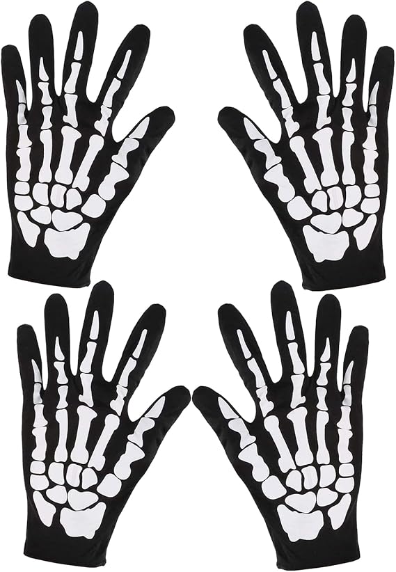 Halloween Skeleton Gloves Short Skull Claw Ghost Bone Full Finger Gloves for Adult Halloween Cosplay Costume Party