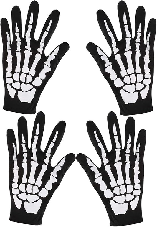 Halloween Skeleton Gloves Short Skull Claw Ghost Bone Full Finger Gloves for Adult Halloween Cosplay Costume Party