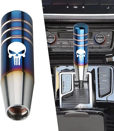 Pack-1 Gear Stick Shifter Knobs, Skull Aluminum Alloy Weighted Gear Lever, Metal Stick Shifter Handle for Most Automatic Manual Vehicle (Multicolored)