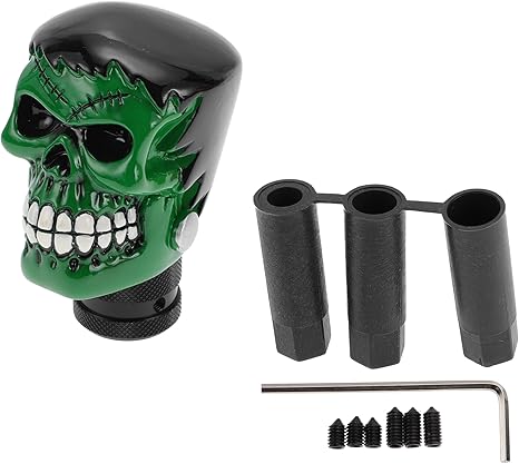 8.1cm Skull Shift Knob Universal Gear Shifter Knob Resin Stick Shifter Lever Knob for Automatic and Manual Vehicle with 3 Adapter Dark Green 1 Set