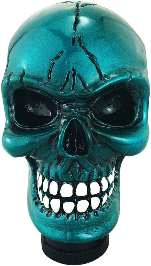 Abfer Skull Shift Knob Car Gear Stick Head Unique Shifer Lever Knob Replacement for Most Automatic Manual Vehicles, Blue