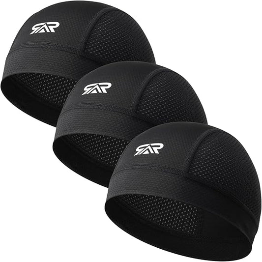 3Pcs Breathable Mesh Skull Cap,Lightweight Quick Dry Sports Helmet Liner for Men Women, Cooling Cycling Beanies