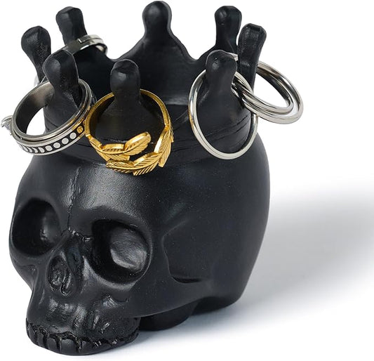 Black Skull Gothic Ring Jewelry Holder Tray Dish Organizer, Gothic Skull Enthusiasts Gifts