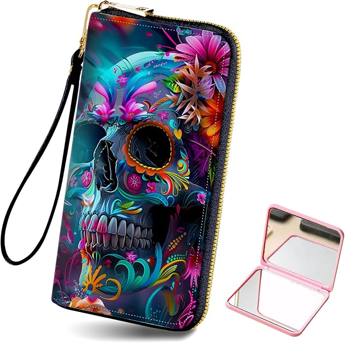 Long Wallet for Women, PU Leather Wristlet Wallet with Zipper Credit Card Holder Pocket Business Travel Wallet