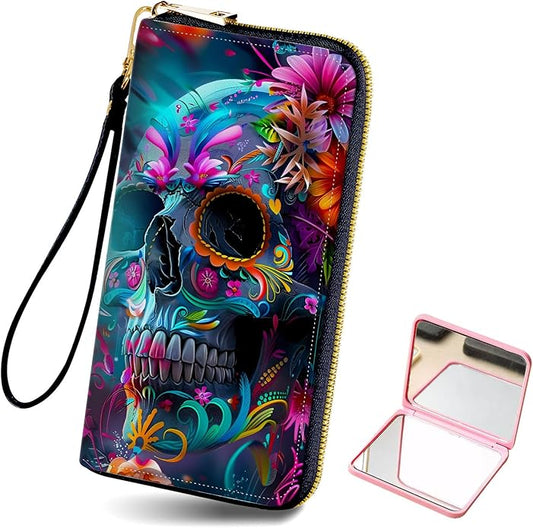 Long Wallet for Women, PU Leather Wristlet Wallet with Zipper Credit Card Holder Pocket Business Travel Wallet