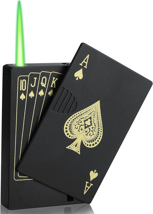 Jet Torch Flame Cool lighters, Refillable Butane Pocket Poker ACE Lighter,Windproof Lighter Cool Gadget,Valentines Day Gifts for Men Boyfriend Husband on Birthday,Valentine,Christmas-Black Not Butane