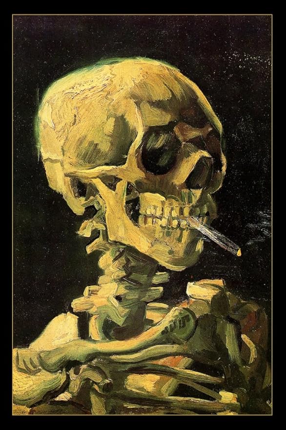 Vincent Van Gogh Skull Of A Skeleton Painting Poster 1885 Impressionist Portrait Style Fine Art Home Decor Realism Dark Decorative Cool Wall Art Print Poster 24x36