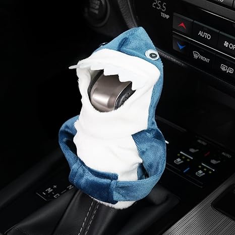 SINGARO Car Gear Shift Cover, Universal Gear Shift Hoodie, Cute Shark Gear Shift Cover for Shift Knob Protection, Automotive Interior Cute Gadgets, Car Accessories for Women and Man Gifts Blue