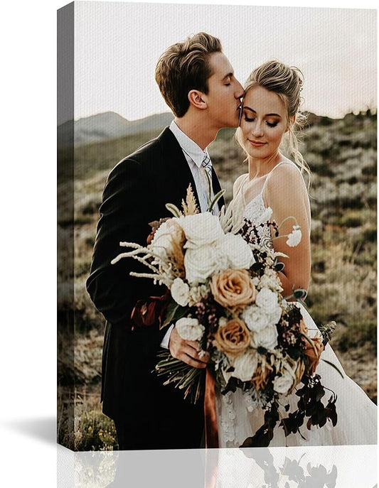 Ship Next Day Custom Canvas Prints with Your Photos (Framed 8X10) Personalized Valentine's Day Custom Picture Gifts, Customized Wall Art Canvas Printing Gifts for Couples, Pets, Family, Wedding