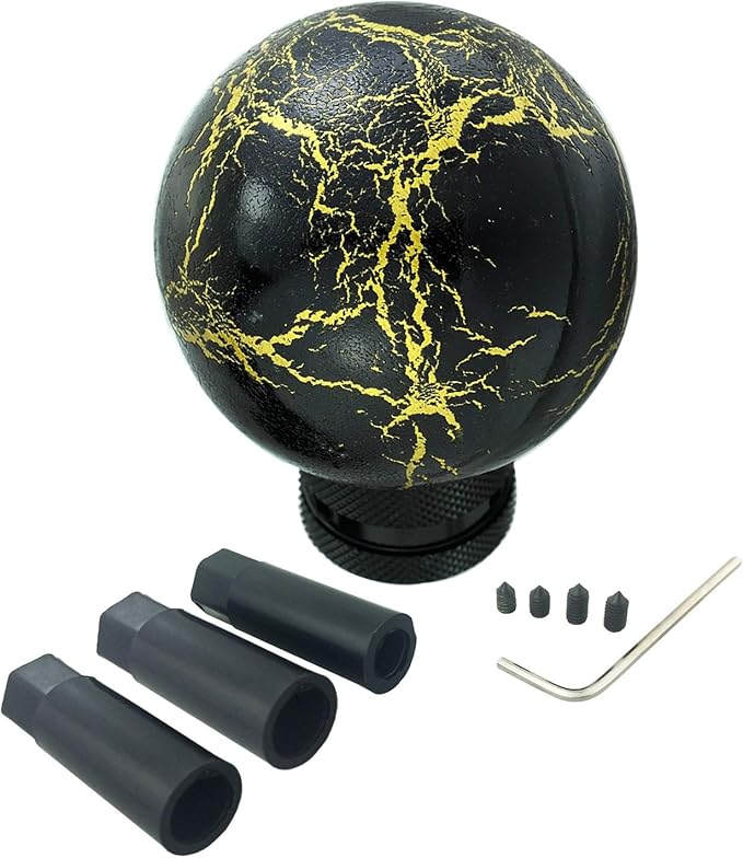 Arenbel Car Racing Round Gear Shifter Grip Speed Handle Marble Ball Shape Stick Lever Shift Head Knob Fit Regular Auto Manual Transmissions, Black