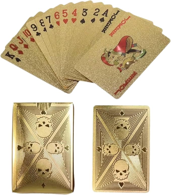 Gold Foil Skull Poker Cards Waterproof PVC Plastic Magic Cards for Gambling Board Game Washable Flexible Use Playing Cards