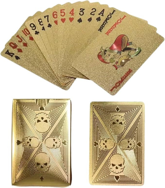 Gold Foil Skull Poker Cards Waterproof PVC Plastic Magic Cards for Gambling Board Game Washable Flexible Use Playing Cards