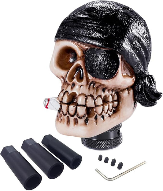 Arenbel One-Eyed Pirate Style Gear Lever Shift Stick Handle Car Racing Skeleton Shifter Grip Head Knob Fit Most Manual Auto Transmissions, Black