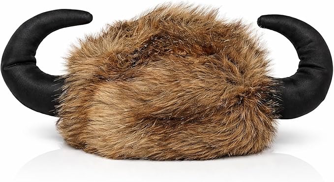 Water Buffalo Lodge Hat | Viking Hat | Furry Bison Hats | Brown/Black | One Size