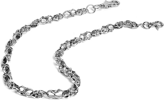 ZEKEE Pants Chain and Wallet Chain for Men Women, Skull & Retro Punk Chain for Jeans, Biker Streetwear Keychain Accessory
