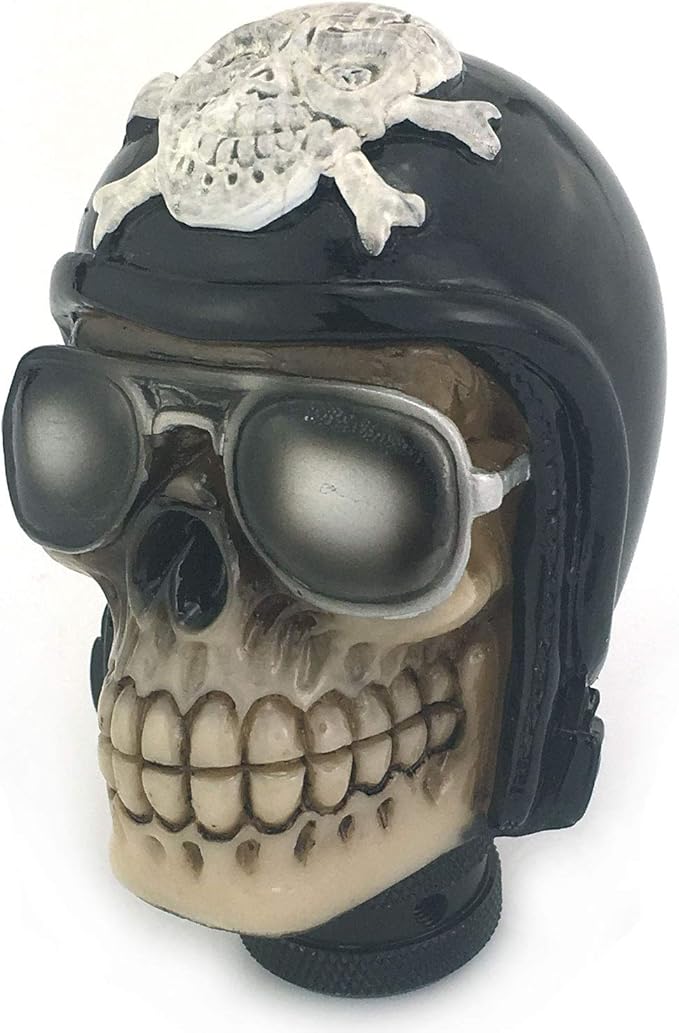 Skull Handle Shifter Knob, Pilot Skeleton Style MT Car Gear Stick Shift Head Fit Most Manual Automatic Transmissions, Black
