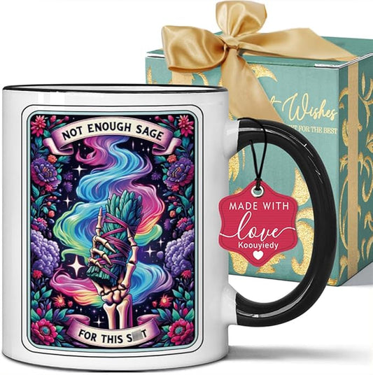 Witchy Gifts for Women Men Not Enough Sage Mug 11OZ - Gothic Gifts - Spooky Skeleton, Birthday Gift for Witchy Friends - Halloween Skull Cup 11OZ - Halloween Cups