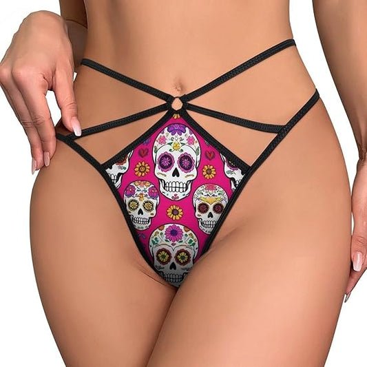 Womens Breathable T-back Panties Stretch Low Rise No Show Thong Novelty G-String Thongs Underwear