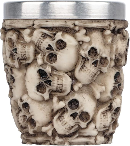 Skeleton Heap of Skulls Viking Skull Cup Medieval Warrior Coffee Mug Stainless Steel Gothic Tankard Chalice Halloween Xmas Ossuary Skeleton Wine Drinking Pirate Resin Holder Decor