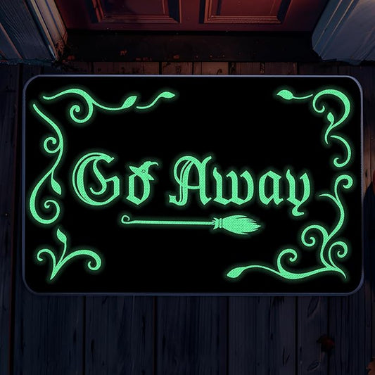 Halloween Door Mat Rug Go Away Decorative Glow in The Dark Doormats Luminous Entrance Rugs Floor Front Mats for Luminous Farmhouse Home Kitchen Decor 17 x 27 Inch