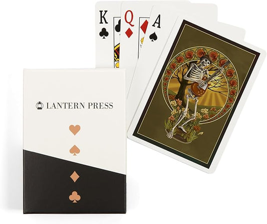 Lantern Press Skeleton and Guitar, 52 Playing Cards for Adults, Poker Size Card Deck with Jokers