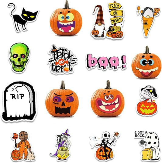 Halloween Stickers for Kids, 50 Pack No Duplicates Pumpkin Skull Bat Spider Stickers,Label Envelope Seals Poster for Halloween Party Decorations (Halloween Stickers)