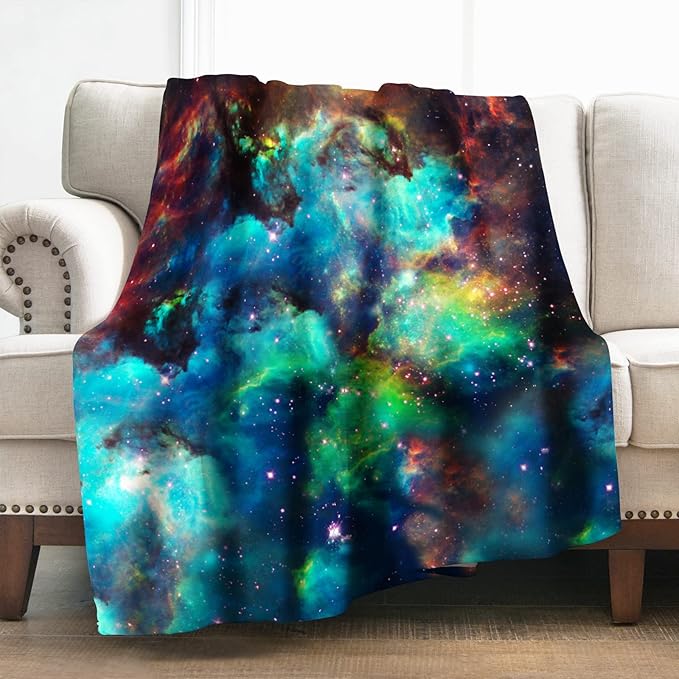 Levens Universe Galaxy Blanket Gifts for Boys Girls Men Decor for Home Bedroom Living Room Lounge Couch, Soft Cozy Lightweight Throw Plush Blankets 50"x60"