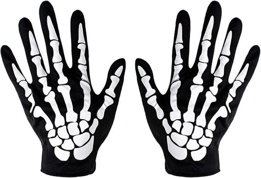 Skeleton Gloves Skull Fancy Dress Accessory for Women and Kids Halloween Party Costume Gloves Black