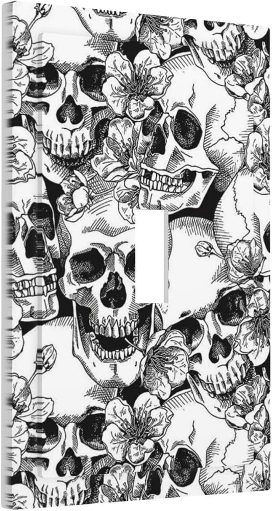 Floral Skull Skeleton 1 Gang Light Switch Plate Decorative Single Toggle Wall Plate Cover Electrical Switchplate Faceplate for Bedroom Room Decorate 5" x 3 Jumbo Size