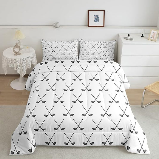 Feelyou Golf Bedding Set Golf Club Comforter Set for Kids Boys Girls Teens Golf Lover Gift Comforter Twin Size Room Decor Golf Sports Quilt Set 2Pcs