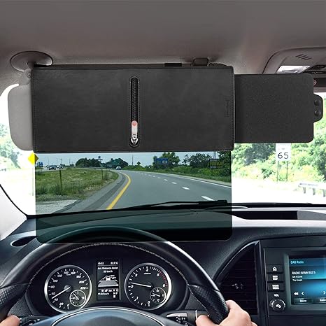 Veharvim Polarized Sun Visor Extender for Car with Zipper Slider, Upgraded UV400 Car Sun Visor Extension with PC Lens and Side Sunshade,Anti-Glare for Safe Driving,UV-Filtering/Protection(Driver Side)