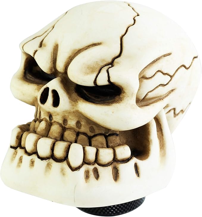 Lunsom Skull Shift Knobs Resin Shifter Head Most Car Transmission Shifting Stick Handle Fit Most Automatic Manual Vehicle (White)