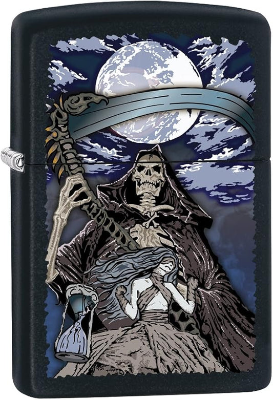 Zippo Lighter: Grim Reaper and Moon - Black Matte 79245
